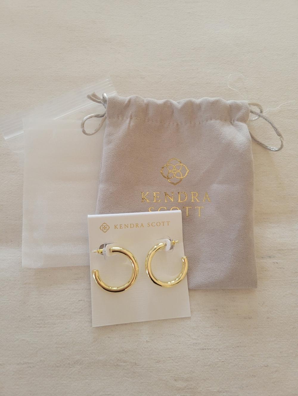 Kendra Scott Gold Hoop Earrings with Branded Pouch